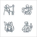 roleplaying avatars line icons. linear set. quality vector line set such as alchemy, assasin, barbarian