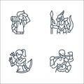 Roleplaying avatars line icons. linear set. quality vector line set such as barbarian, bow, dragon