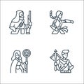 Roleplaying avatars line icons. linear set. quality vector line set such as crossbow, priest, martial