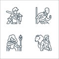Roleplaying avatars line icons. linear set. quality vector line set such as druid, magician, monk
