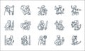 Roleplaying avatars line icons. linear set. quality vector line set such as samurai, priest, monk, alchemy, adventurer, gunnery,