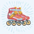 Roler blade vector, rollerskating, rollerblading, orange roller blade, sport equipment Royalty Free Stock Photo