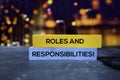 Roles and Responsibilities! on the sticky notes with bokeh background Royalty Free Stock Photo