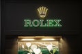 Rolex Logo on a shop window in Via Condotti, Rome, Italy