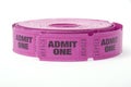 Roll of admit one ticket Royalty Free Stock Photo