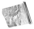 Roll of aluminum foil isolated on white, top view Royalty Free Stock Photo