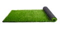 Roll of artificial green grass isolated on white background, lawn