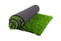 Roll of artificial green grass isolated on white background, lawn Royalty Free Stock Photo