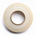 Roll of Beige Masking Tape on a Plain White Background at Eye Level Royalty Free Stock Photo