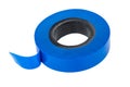 Roll of blue insulating tape isolated on white Royalty Free Stock Photo