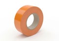 A roll of bright orange colored tape is displayed from the side isolated on white background Royalty Free Stock Photo
