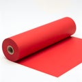 Bright red fabric roll with smooth surface and core visible Royalty Free Stock Photo