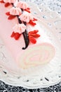 Roll cake with strawberry cream Royalty Free Stock Photo