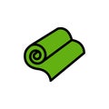 Roll of camping or fitness carpet icon