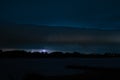 Roll cloud and lightning strikes near a river Royalty Free Stock Photo