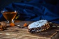 Roll cookies with nuts on a wooden table. Georgian dessert Royalty Free Stock Photo