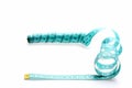 Roll of cyan flexible ruler untwisted curly