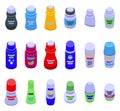 Roll-on deodorant icons set isometric vector. Spa skin