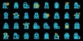 Roll-on deodorant icons set vector neon