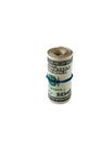 Roll of 100 dollar bills Royalty Free Stock Photo