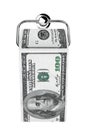 Roll of 100 dollars bills as a toilet paper on chrome holder Royalty Free Stock Photo