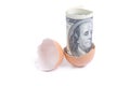 Roll Of Dollars In a Egg Shell Royalty Free Stock Photo