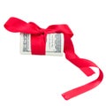 Roll of dollars with red bow Royalty Free Stock Photo