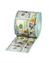 Roll of dollars toilet paper