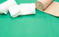 Roll elastic bandage gauze for first aid using Royalty Free Stock Photo