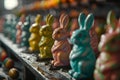 Festive Easter Bunny Figurines on Display Royalty Free Stock Photo