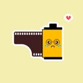 roll film flat design vector illustration. kawaii camera roll film emoji with funny expression, analog camera cartoon. analog Royalty Free Stock Photo