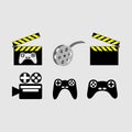 Roll film and joy stick games illustration vector