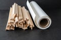 Roll of Fine Art Print Paper with Stretcher frames for print and framing photographs on Canvas Royalty Free Stock Photo