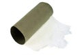 Roll of finished toilet paper close up on white background Royalty Free Stock Photo