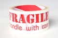Roll of fragile tape on the White Blackground