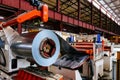 Roll of galvanized steel sheet at metalworking factory Royalty Free Stock Photo