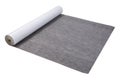 A roll of gray waterproof fabric for roof sealing, half deployed, roofing materials, on a white background