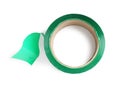 Roll of green adhesive tape isolated on white, top view Royalty Free Stock Photo