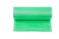 Roll green plastic garbage bagsRoll green plastic garbage bags isolated on the white background Royalty Free Stock Photo