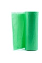 Roll green plastic garbage bagsRoll green plastic garbage bags isolated on the white background Royalty Free Stock Photo