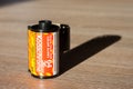 Roll of Kodachrome 64 slide film on a table