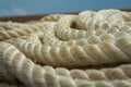 A roll marine mooring ropes close-up picture Royalty Free Stock Photo