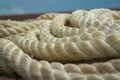 A roll marine mooring ropes close-up picture