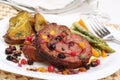 Roll meat with sweet potatos and vegetables Royalty Free Stock Photo