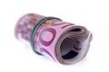 Roll of money and bow Royalty Free Stock Photo