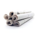 Roll of newspapers Clean and Modern: Latest Stock Photo Roundup in White AI Generated