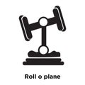 Roll o plane icon vector isolated on white background, logo concept of Roll o plane sign on transparent background, black filled