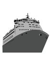 Roll on Roll Off Cargo Ship or Roro Viewed from Front Retro WPA Style