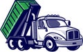Roll-Off Truck Bin Truck Cartoon Royalty Free Stock Photo
