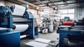roll offset print machine in large print shop for production of newspapers magazines Royalty Free Stock Photo
